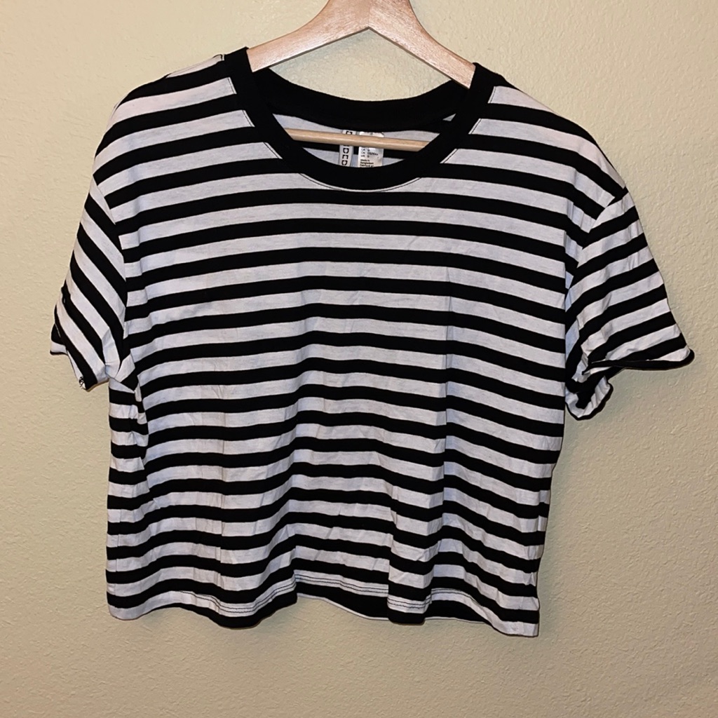 Divided Black/White Striped Crop